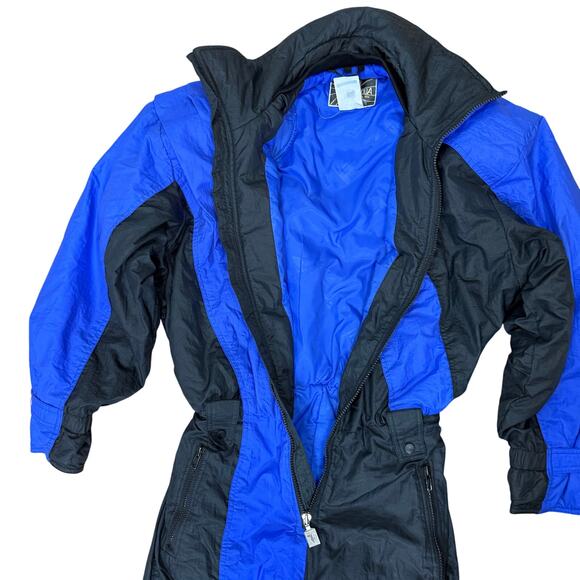Tyrolia by Head Vintage One-Piece Ski Suit Women’s Small Blue Black Snow Suit - Picture 3 of 8